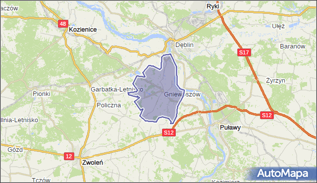 gmina Gniewoszów - powiat kozienicki na mapie Targeo