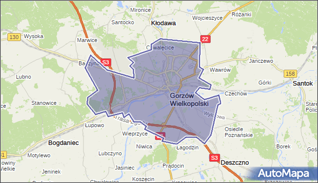 gmina Gorzów Wielkopolski - powiat Gorzów Wielkopolski na mapie Targeo