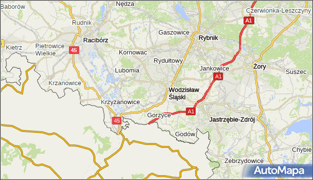 gmina Gorzyce - powiat wodzisławski na mapie Targeo