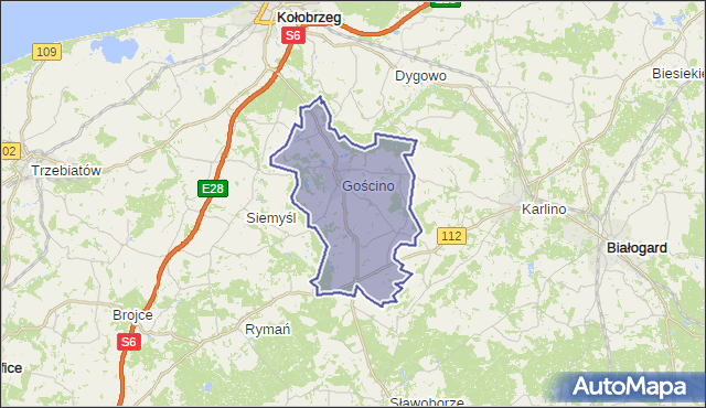 gmina Gościno - powiat kołobrzeski na mapie Targeo