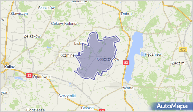 gmina Goszczanów - powiat sieradzki na mapie Targeo