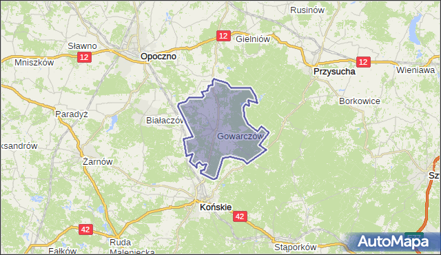 gmina Gowarczów - powiat konecki na mapie Targeo