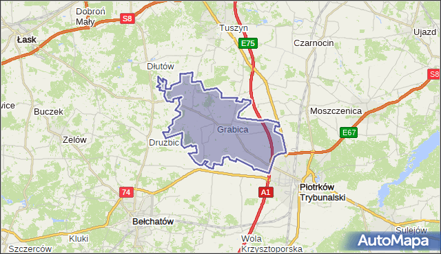 gmina Grabica - powiat piotrkowski na mapie Targeo