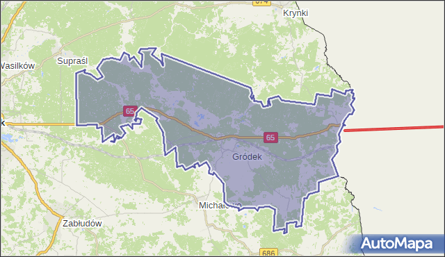 gmina Gródek - powiat białostocki na mapie Targeo