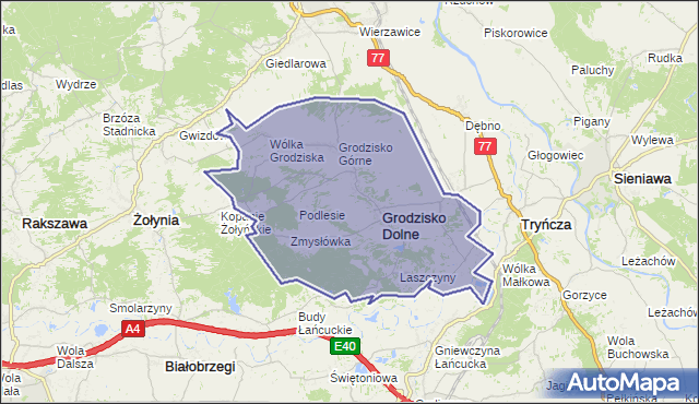 gmina Grodzisko Dolne - powiat leżajski na mapie Targeo