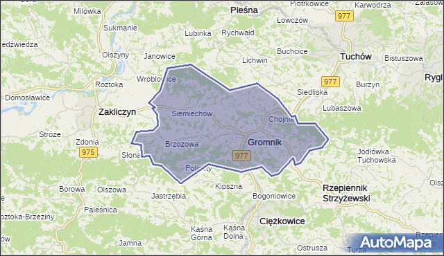 gmina Gromnik - powiat tarnowski na mapie Targeo