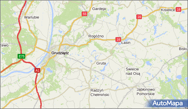 gmina Grudziądz - powiat grudziądzki na mapie Targeo