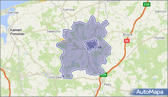 gmina Gryfice - powiat gryficki na mapie Targeo