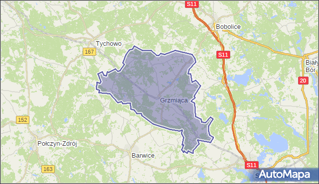 gmina Grzmiąca - powiat szczecinecki na mapie Targeo