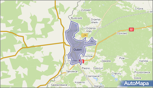 gmina Gubin - powiat krośnieński na mapie Targeo