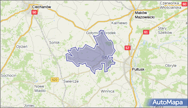 gmina Gzy - powiat pułtuski na mapie Targeo
