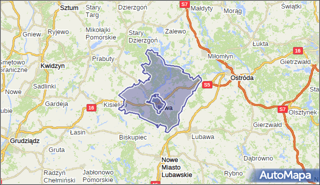 gmina Iława - powiat iławski na mapie Targeo