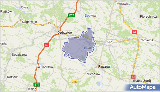 gmina Imielno - powiat jędrzejowski na mapie Targeo