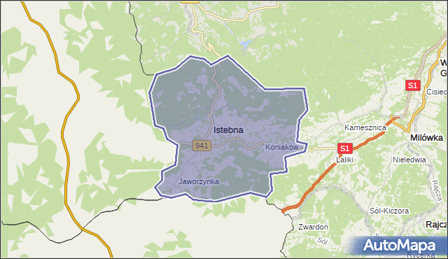 gmina Istebna - powiat cieszyński na mapie Targeo