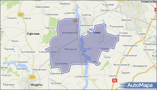 gmina Janikowo - powiat inowrocławski na mapie Targeo