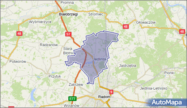 gmina Jedlińsk - powiat radomski na mapie Targeo
