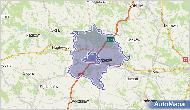 gmina Jędrzejów - powiat jędrzejowski na mapie Targeo