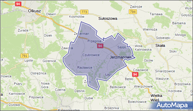 gmina Jerzmanowice-Przeginia - powiat krakowski na mapie Targeo