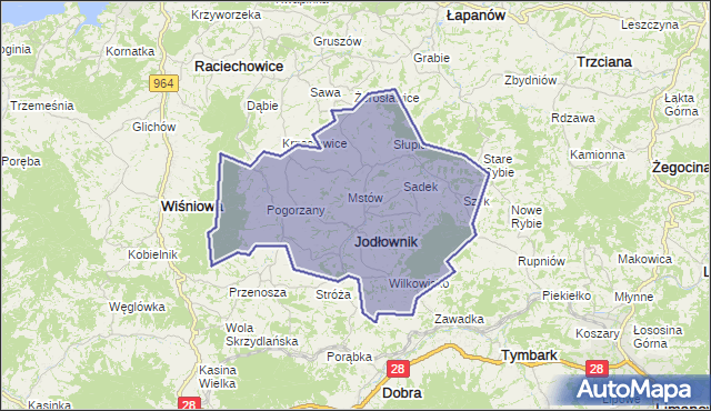 gmina Jodłownik - powiat limanowski na mapie Targeo