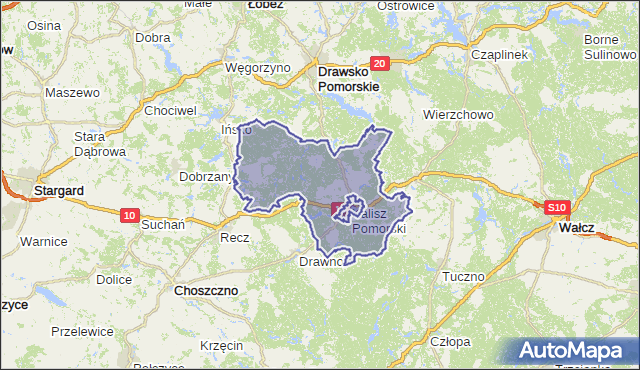 gmina Kalisz Pomorski - powiat drawski na mapie Targeo