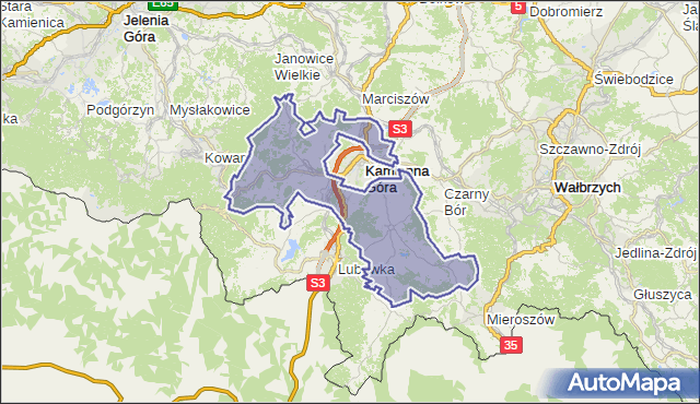 gmina Kamienna Góra - powiat kamiennogórski na mapie Targeo
