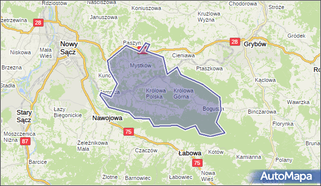 gmina Kamionka Wielka - powiat nowosądecki na mapie Targeo