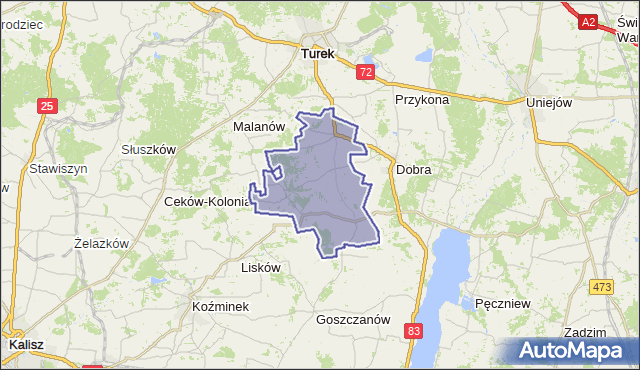 gmina Kawęczyn - powiat turecki na mapie Targeo