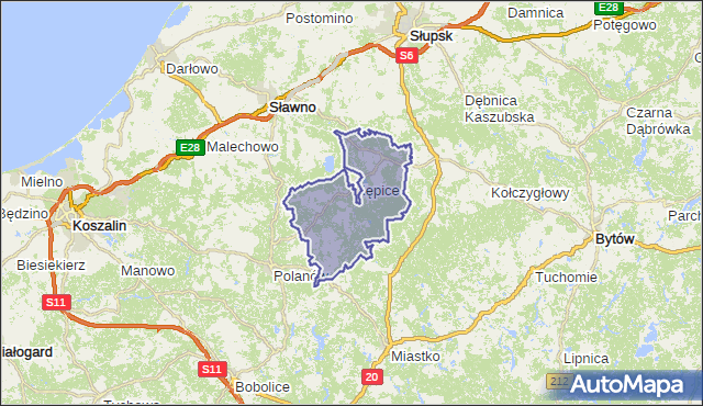 gmina Kępice - powiat słupski na mapie Targeo