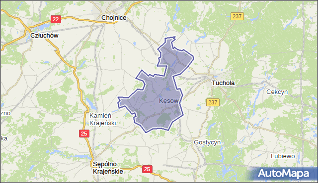 gmina Kęsowo - powiat tucholski na mapie Targeo
