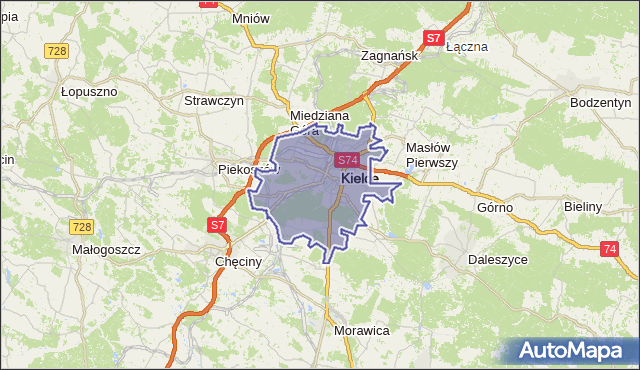 gmina Kielce - powiat Kielce na mapie Targeo