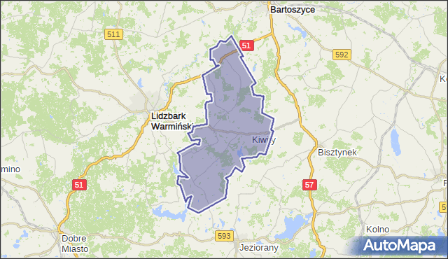 gmina Kiwity - powiat lidzbarski na mapie Targeo
