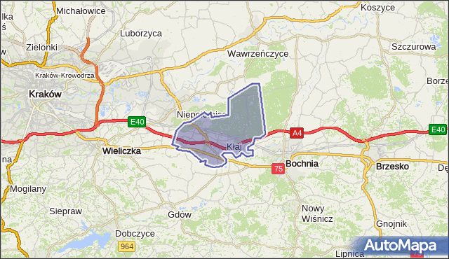 gmina Kłaj - powiat wielicki na mapie Targeo