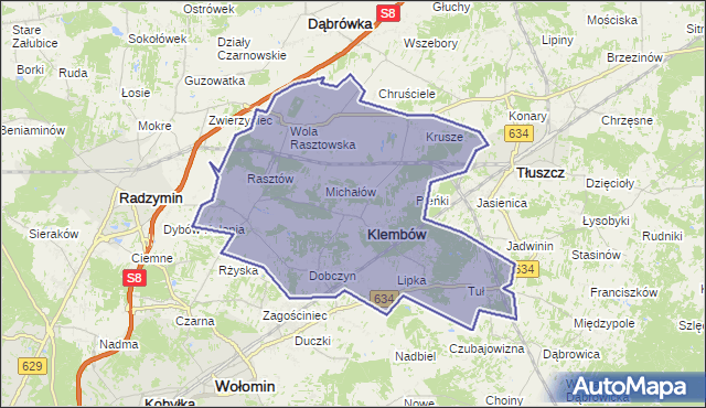 gmina Klembów - powiat wołomiński na mapie Targeo