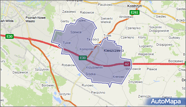 gmina Kleszczewo - powiat poznański na mapie Targeo