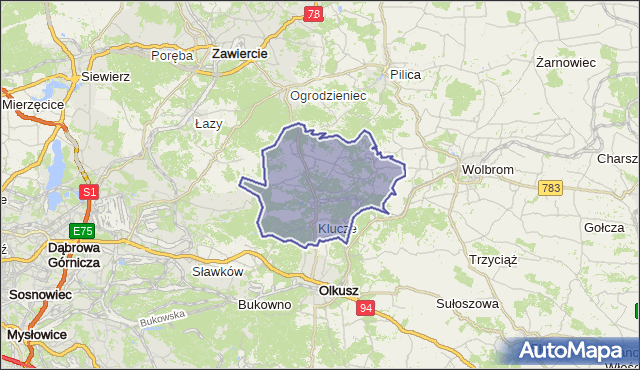 gmina Klucze - powiat olkuski na mapie Targeo