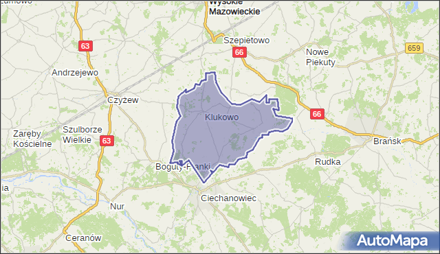 gmina Klukowo - powiat wysokomazowiecki na mapie Targeo