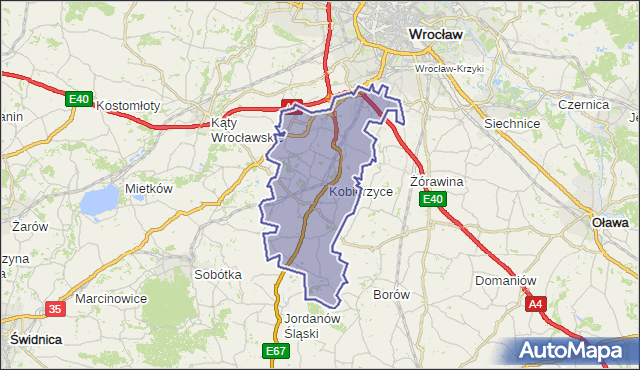 gmina Kobierzyce - powiat wrocławski na mapie Targeo