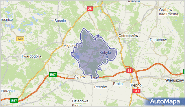 gmina Kobyla Góra - powiat ostrzeszowski na mapie Targeo