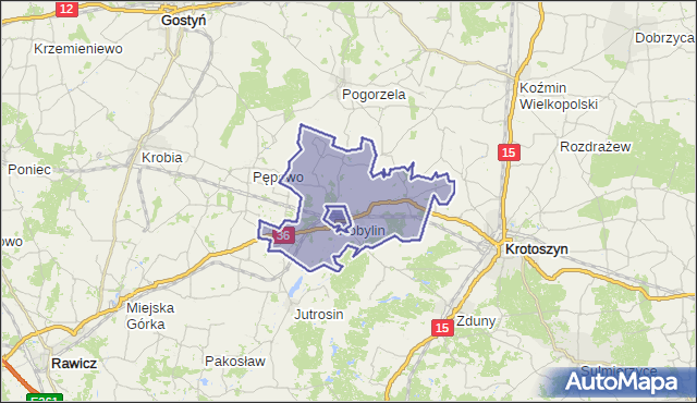 gmina Kobylin - powiat krotoszyński na mapie Targeo
