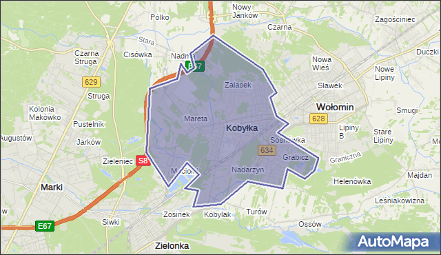 gmina Kobyłka - powiat wołomiński na mapie Targeo