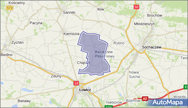 gmina Kocierzew Południowy - powiat łowicki na mapie Targeo