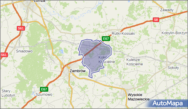 gmina Kołaki Kościelne - powiat zambrowski na mapie Targeo