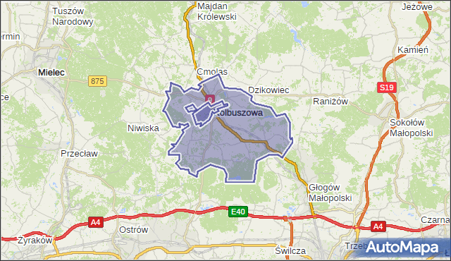 gmina Kolbuszowa - powiat kolbuszowski na mapie Targeo
