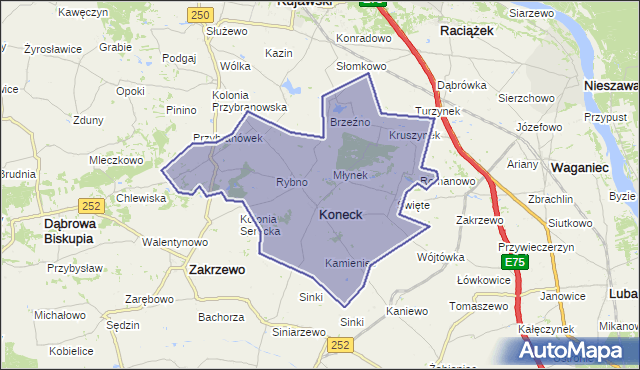 gmina Koneck - powiat aleksandrowski na mapie Targeo