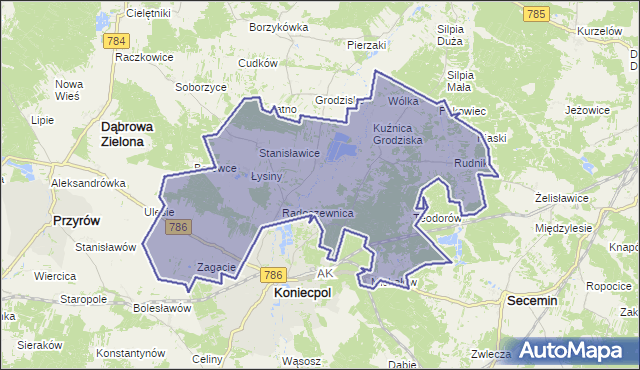 gmina Koniecpol - powiat częstochowski na mapie Targeo