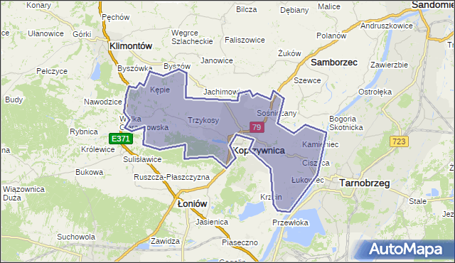 gmina Koprzywnica - powiat sandomierski na mapie Targeo