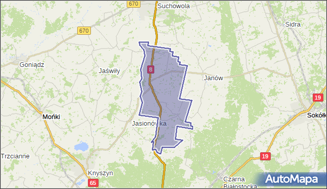 gmina Korycin - powiat sokólski na mapie Targeo