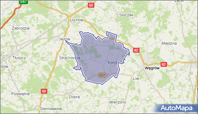 gmina Korytnica - powiat węgrowski na mapie Targeo