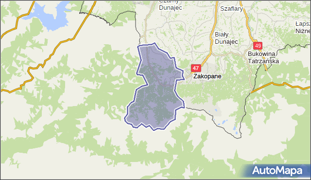 gmina Kościelisko - powiat tatrzański na mapie Targeo