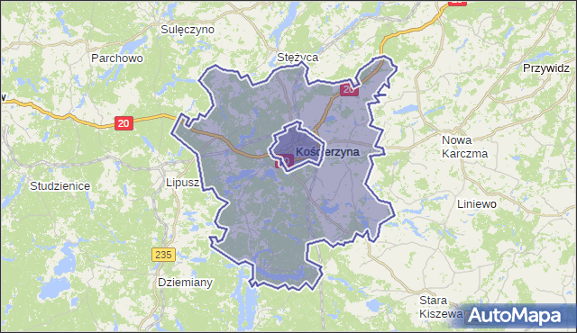 gmina Kościerzyna - powiat kościerski na mapie Targeo